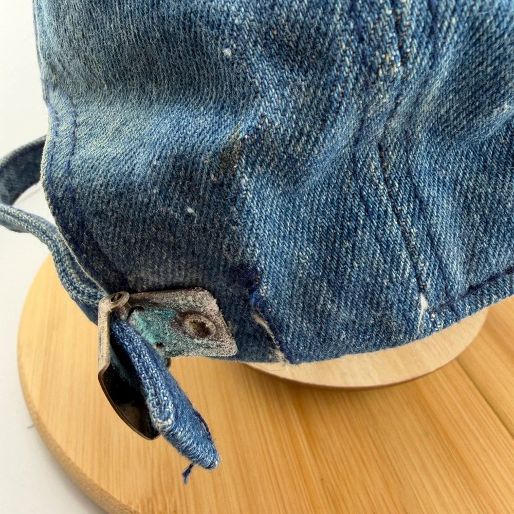 Vintage Remington Arms Technical Center Denim Hat Brown Faux Leather Brim Cap